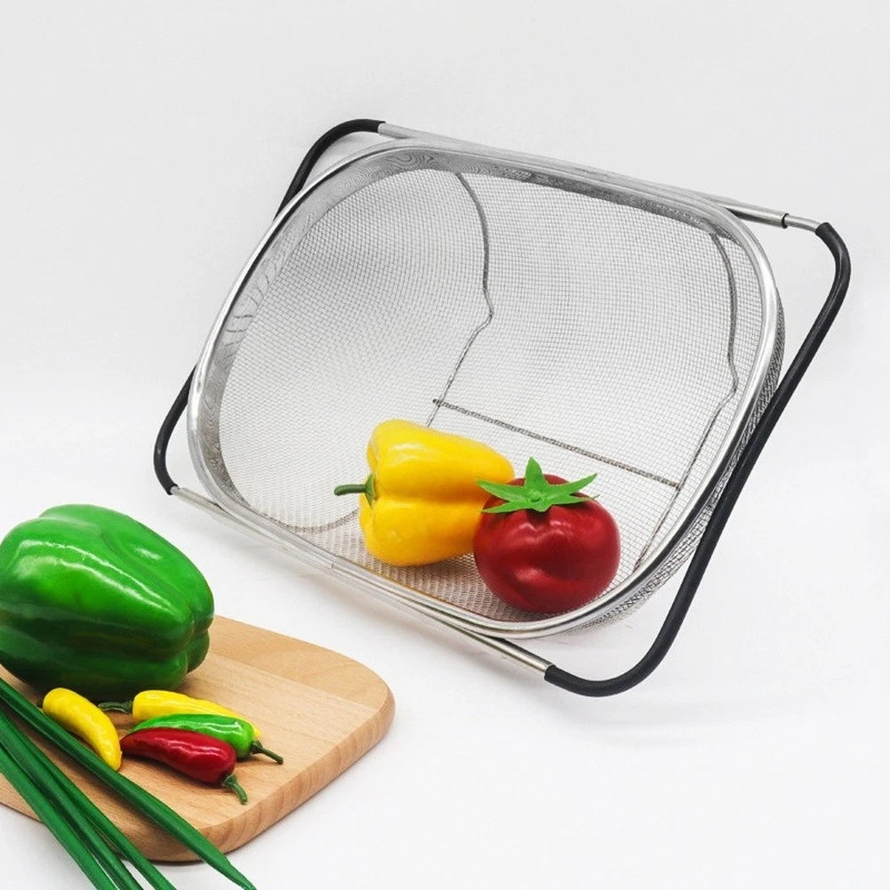 Stainless Steel Collapsible Drain Basket for Fruits Vegetables Rice