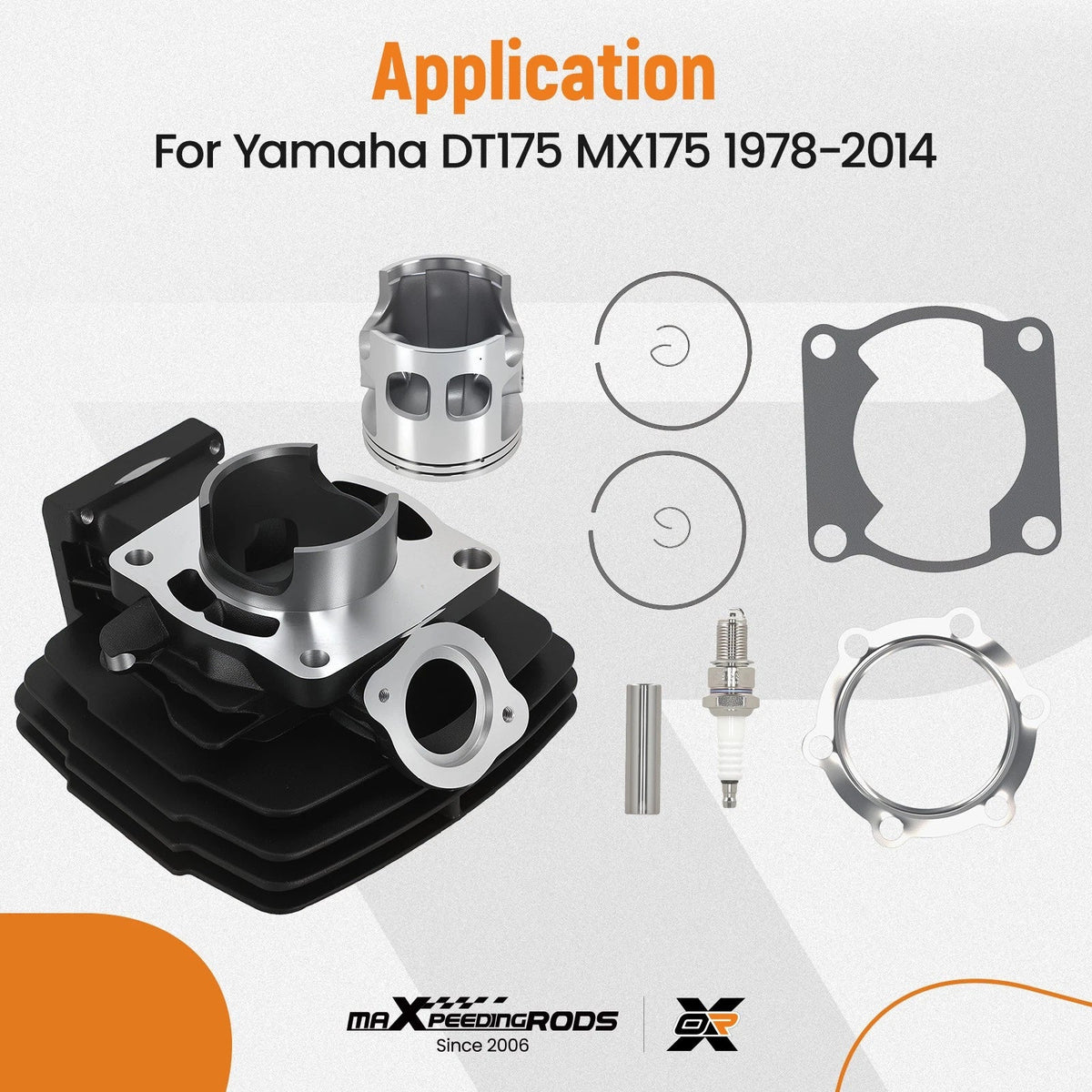 Top End Rebuild Kit with Cylinder Piston Gasket 66mm for Yamaha DT175 MX175 (1978–2014)