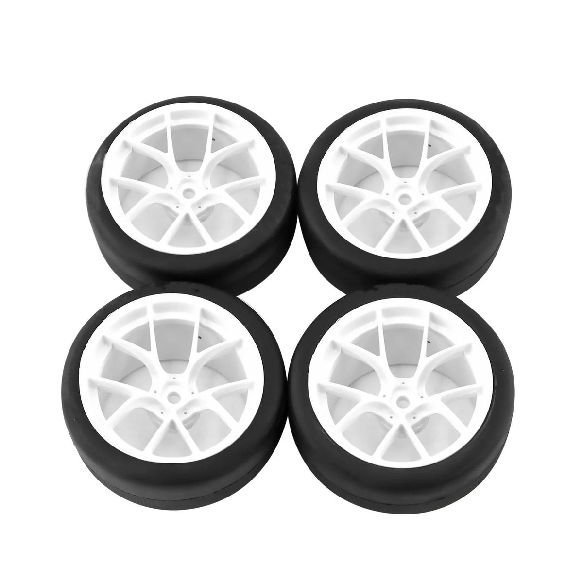 4Pcs 65mm RC Car Tires & Wheels Rims 12mm Hex Hub for Tamiya TT01 (N/A)