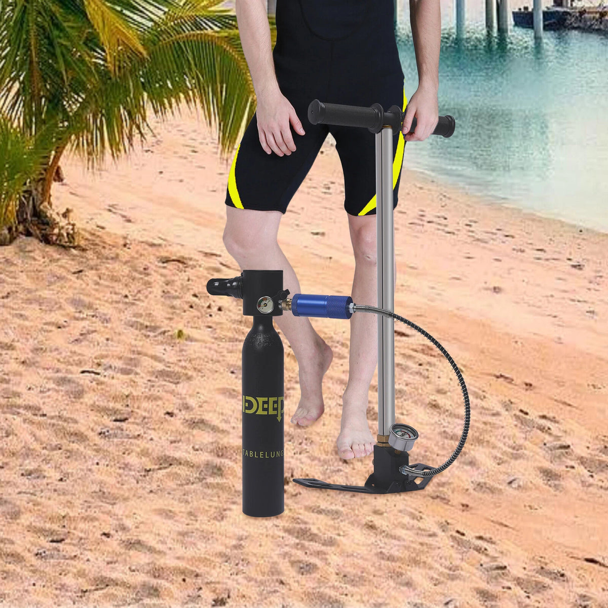 0.5L Portable Oxygen Tank for Mini Scuba Diving (4500psi Pump)