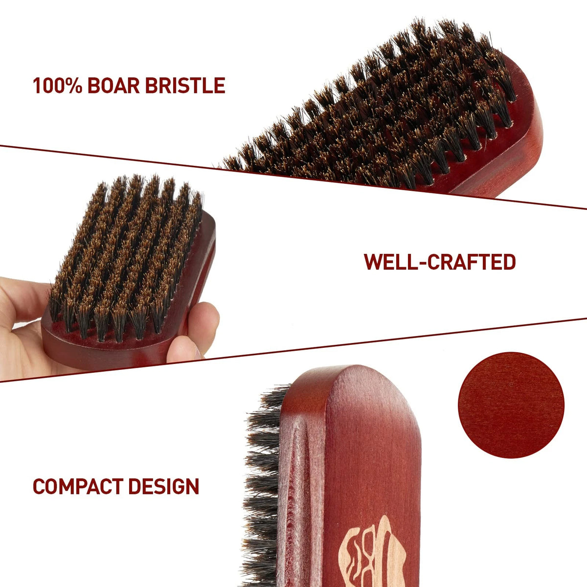 Beard Brush for All Models (100% Boar Bristle, Natural Black Walnut Wood)