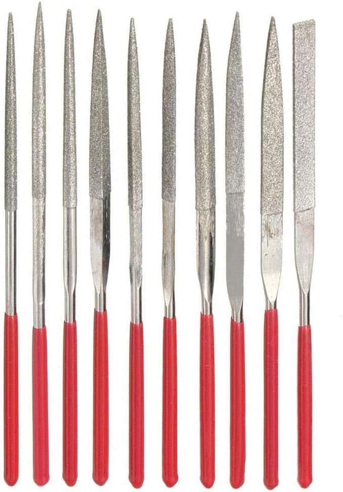 10-Piece Mini Diamond Needle File Set 2x100mm for Jewelry Making