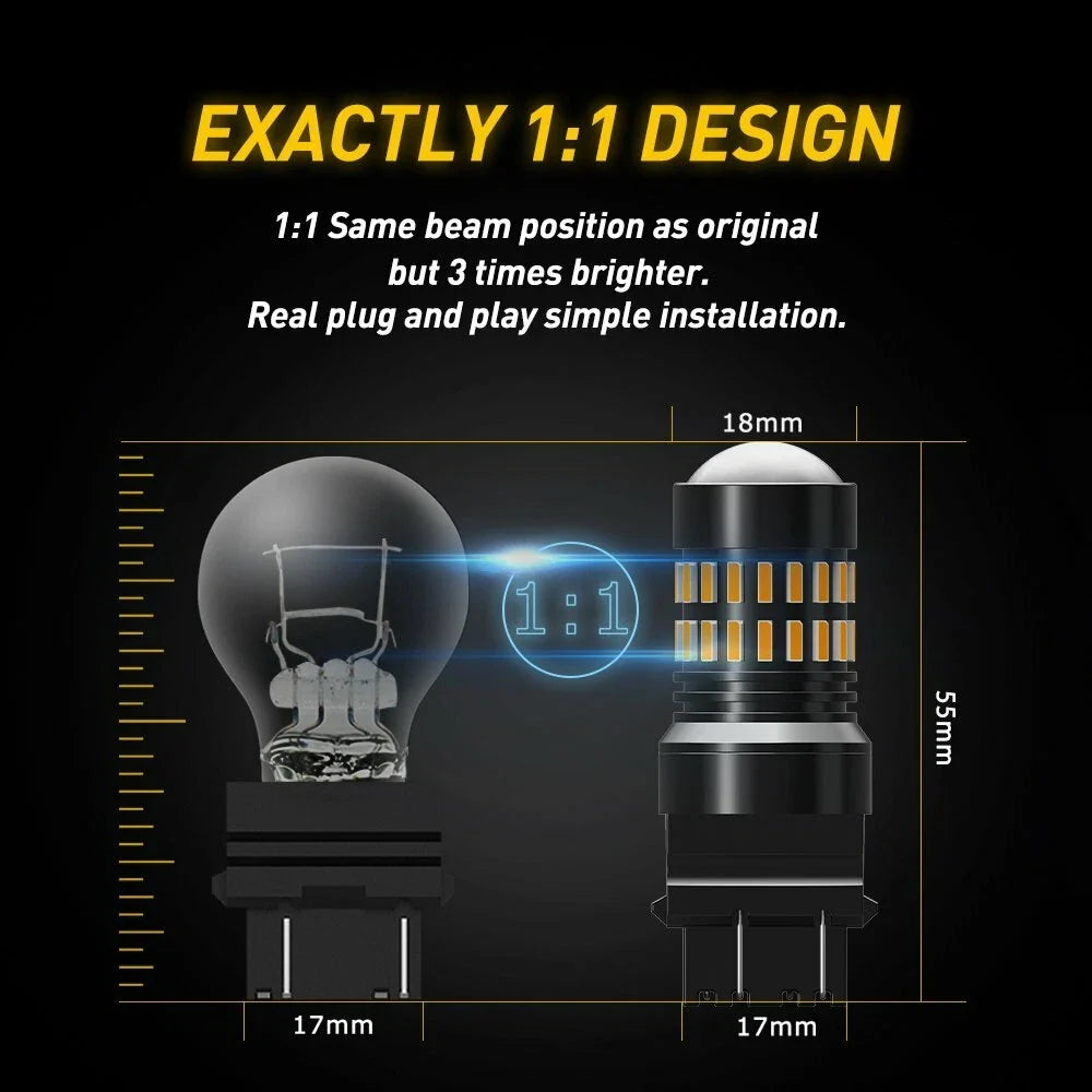 2X 3157 LED Yellow Amber Turn Signal Blinker Bulb for