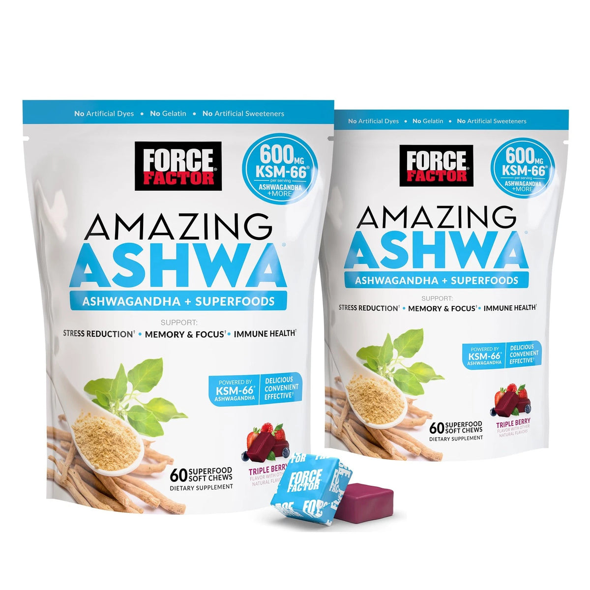 2X Force Factor Amazing Ashwa for Stress 60 Count (Pack of 2)