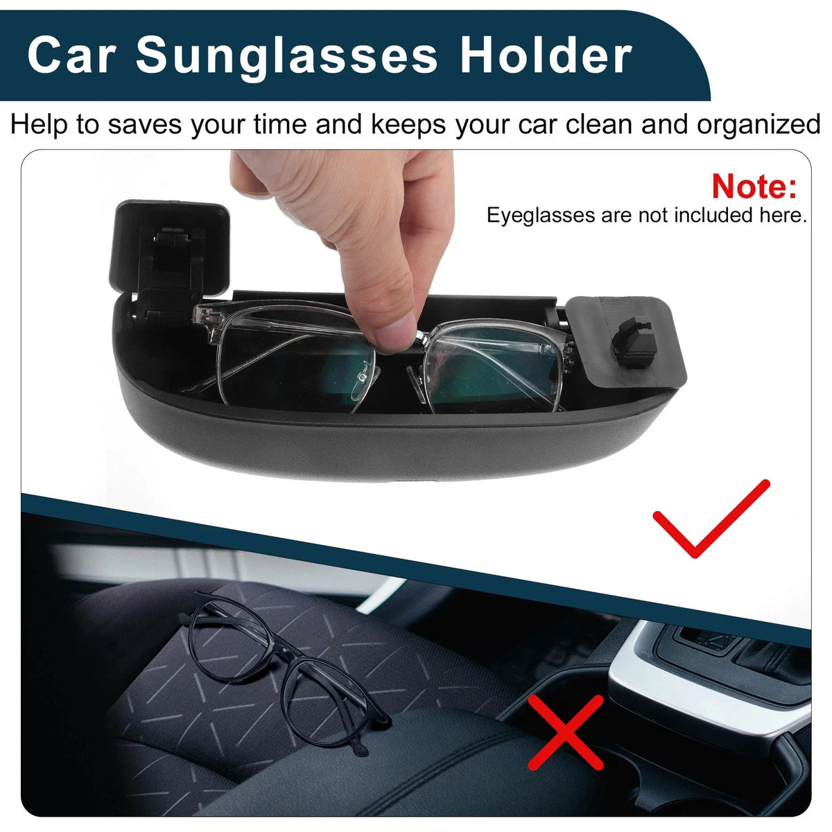 Sunglasses Case for Toyota RAV4 (2019–2023) Eyeglasses Holder ABS Black