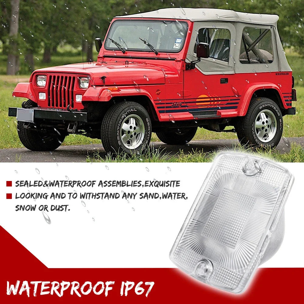 Clear Front Bumper Turn Signal Parking Light Housings for Jeep Wrangler (1987–1995)