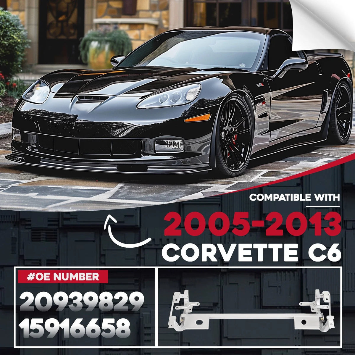 Lower Radiator Core Support Skid Bar Plate for Chevy Corvette C6 (2005–2013) 20939829