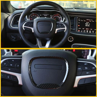 Steering Wheel Cover Trim Bezel for Dodge Challenger Charger (2015–2023) Carbon Fiber