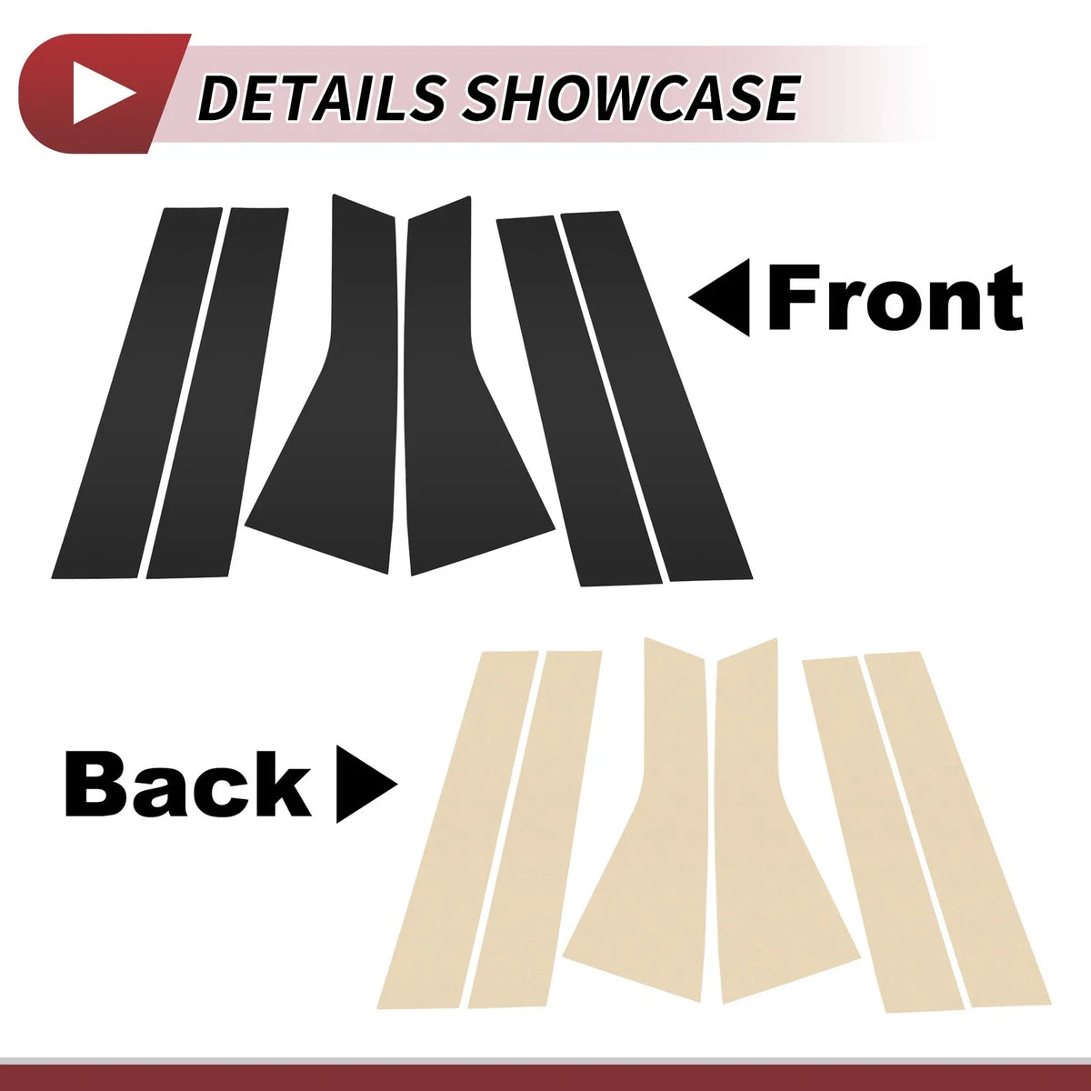 6 Pcs Door Pillar Window Trim for Ford Edge (2015–2020) Black
