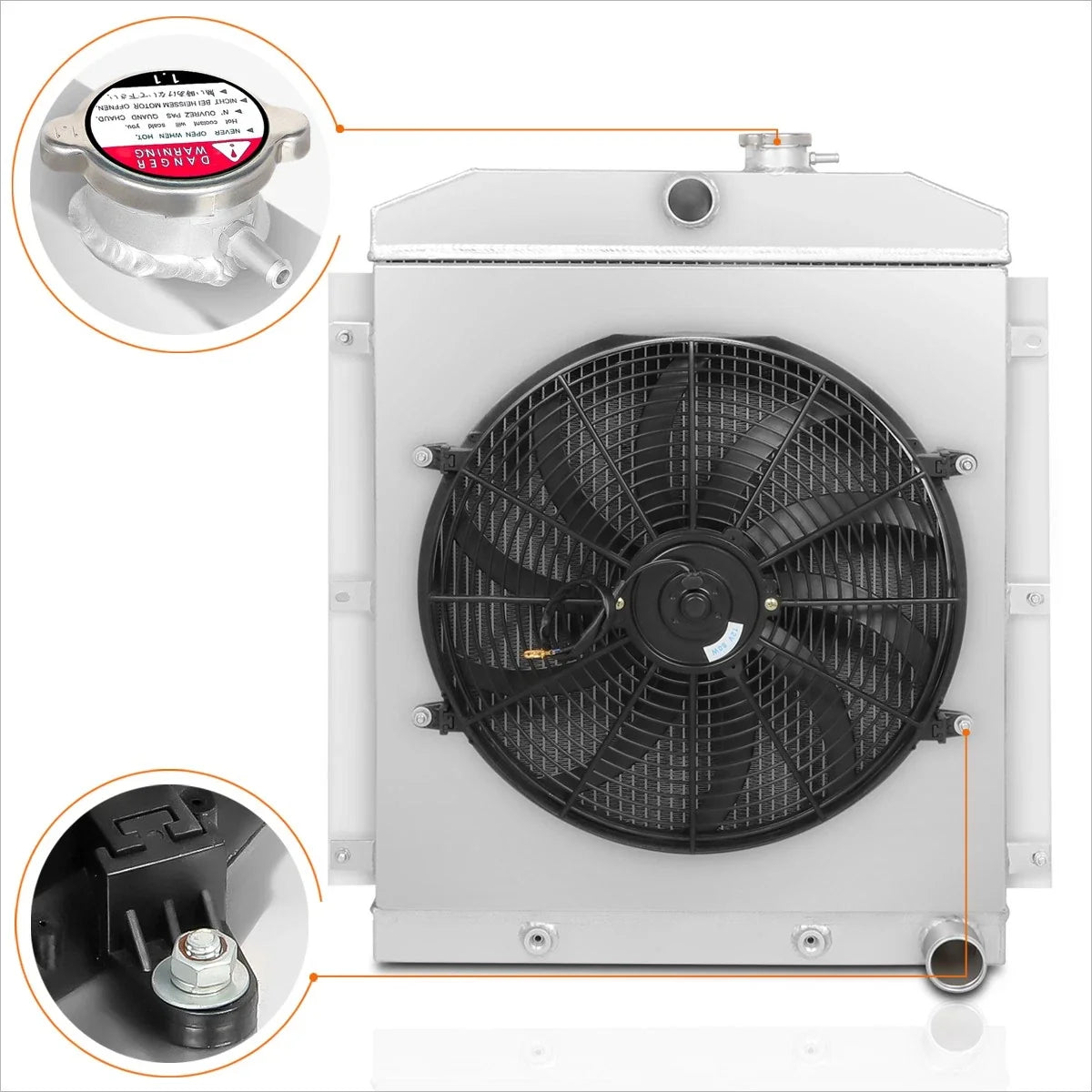 3-Row Aluminum Cooling Radiator with Fan Shroud for Chevy Suburban/Pickup (1947–1954)