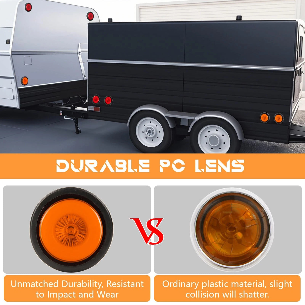 2X 2.5 Inch Round LED Marker Lights, IP67 Waterproof for Trailer, Truck
