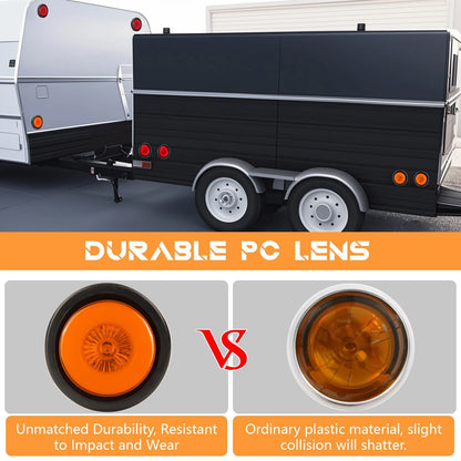 2X 2.5 Inch Round LED Marker Lights, IP67 Waterproof for Trailer, Truck