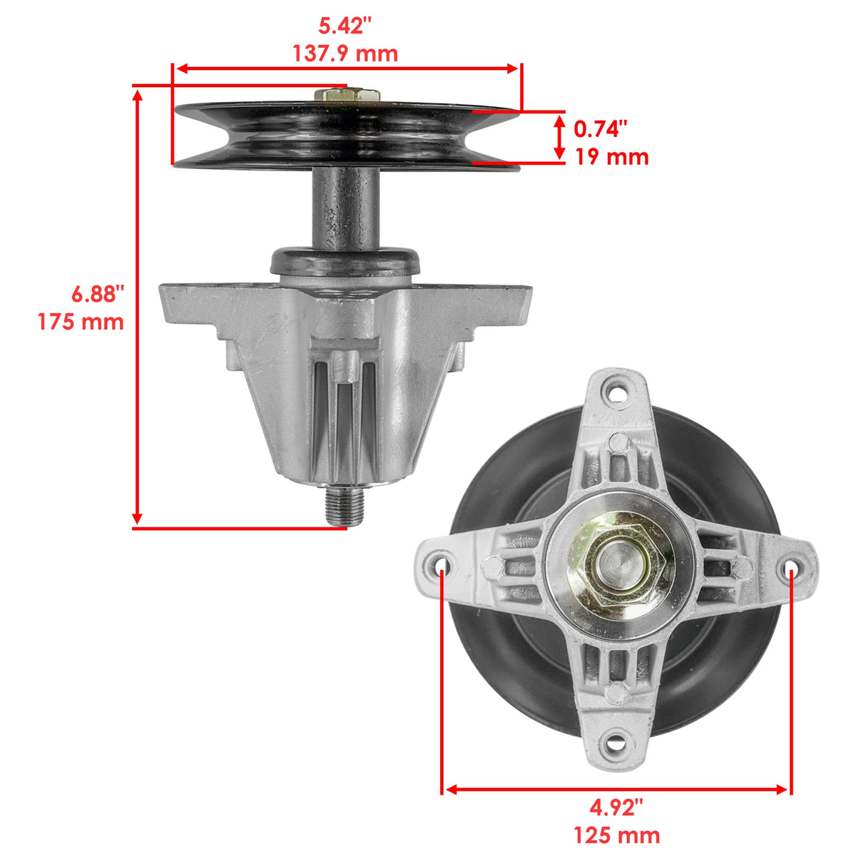 Spindle Assembly for Troy-Bilt 54" Deck (13AQA2KA066, 13AQA2KW011, 13WQA2KW011)