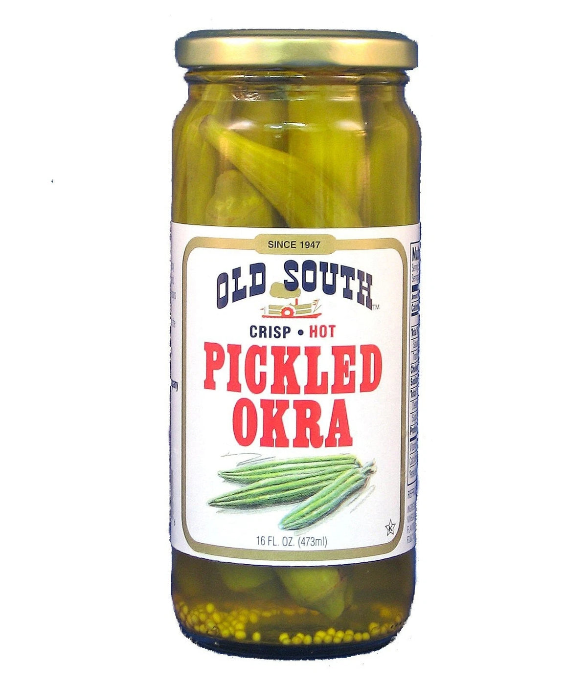 2X Old South Hot Pickled Okra 16 Oz Jar (Pack of 2)