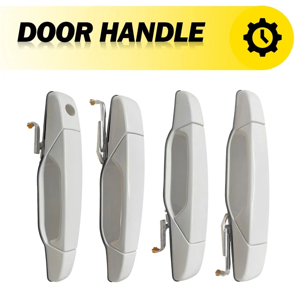 Set of 4 Exterior White Door Handles for Chevy Silverado GMC Sierra (2007–2013)
