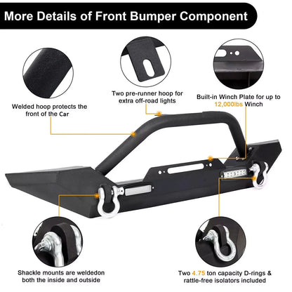 Front Bumper with Winch Plate for Jeep Wrangler (1987–2006) CON-A000000038