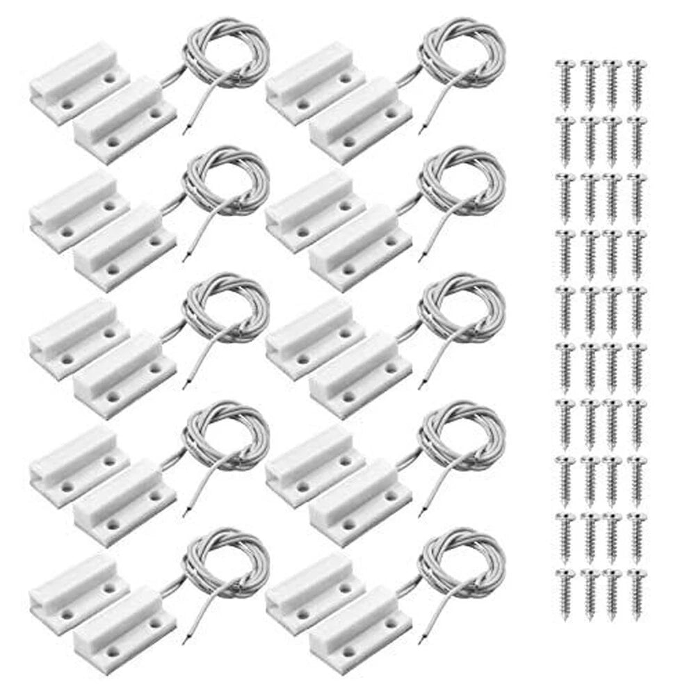 10 Pair MC-38 Surface Mount Wired NC Door Sensor Alarm Magnetic Reed Switch