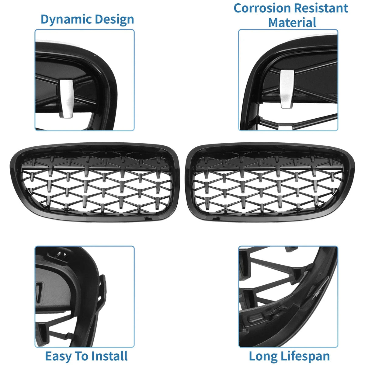 Front Hood Bumper Grille for BMW 528i 535i 550i xDrive (2011–2016)