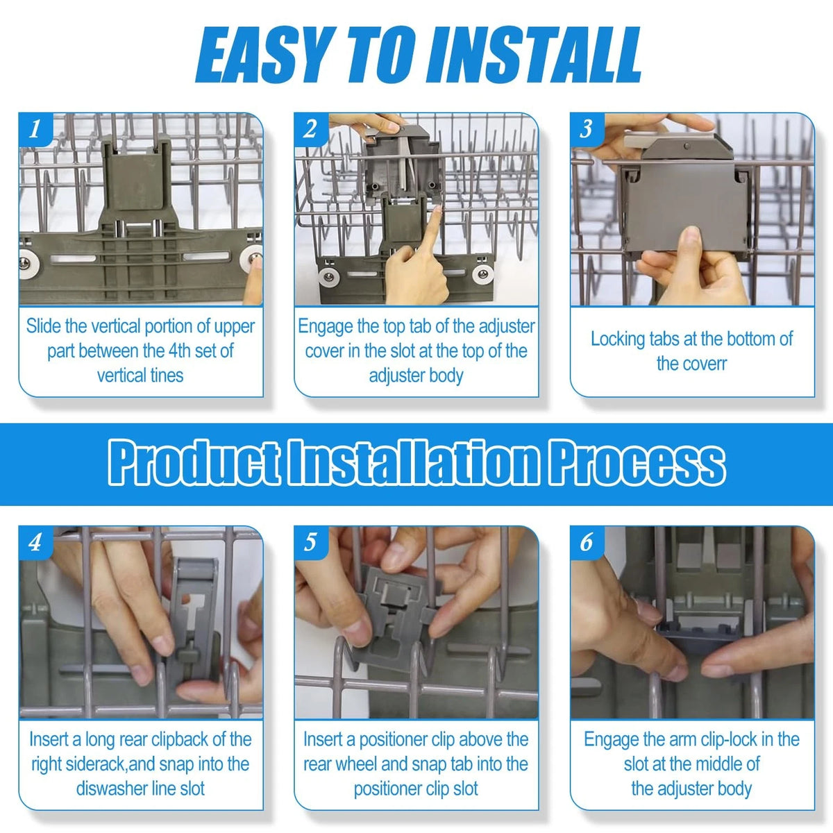 12X Dishwasher Top Rack Parts for (W10350376, W10350374)