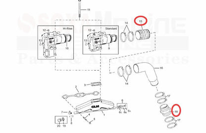 Exhaust Manifold Bellow Hose Kit for Volvo Penta 5.0L 5.7L V6 V8 (3853608)