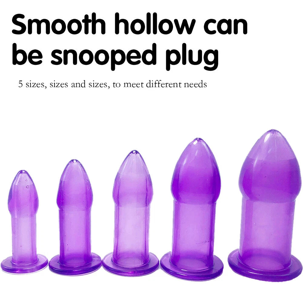 5PC Hollow Anal Dilator Butt Plug Set for Wearable Training