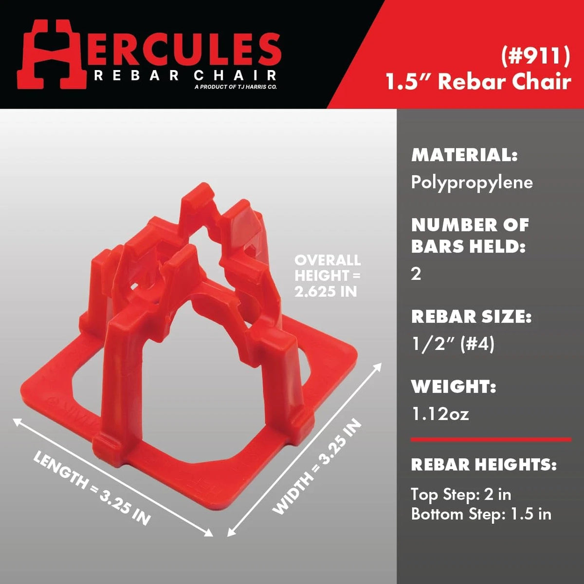 50 Count Hercules 1.5 Rebar Chair for Construction (Made in USA)