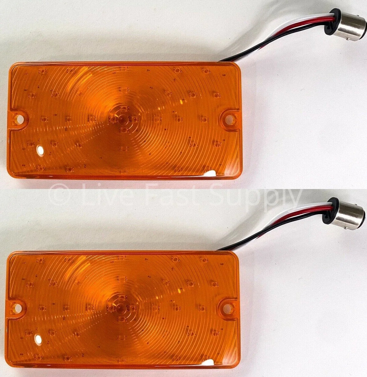 Front LED Amber Parking Turn Signal Lights Pair for Ford Bronco (1969–1977)