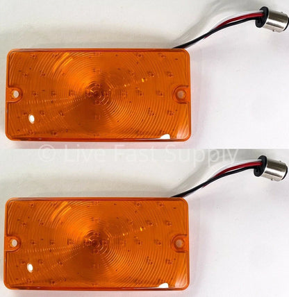 Front LED Amber Parking Turn Signal Lights Pair for Ford Bronco (1969–1977)