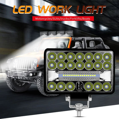 2 x Chrome Rectangular LED Headlights Auto Work Lights for Car Lights