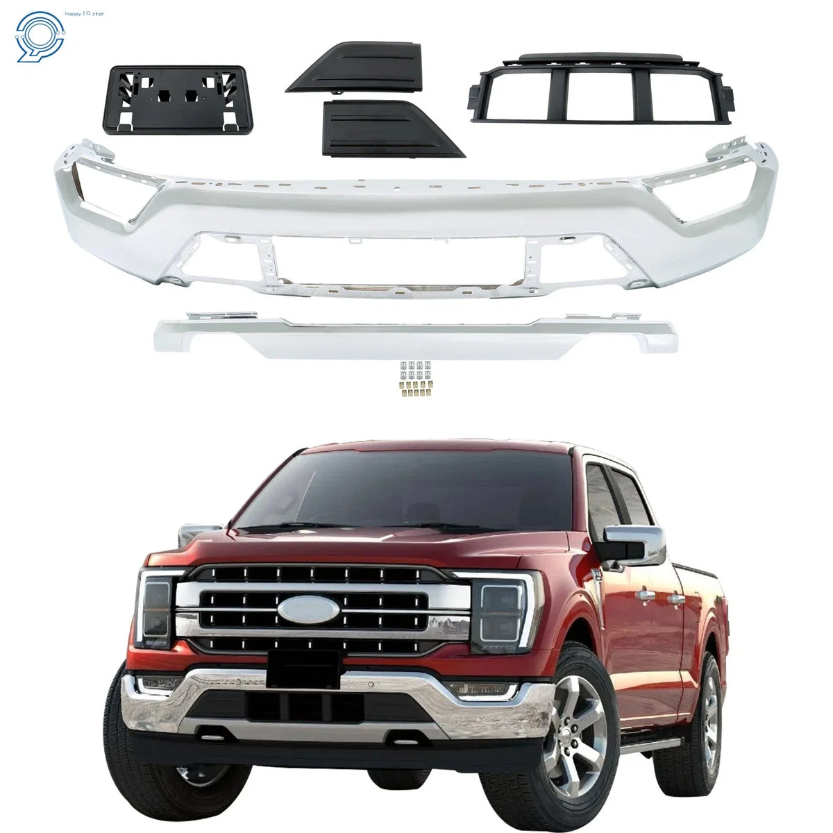 Set of 6 Chrome Front Bumper Face Bars for Ford F150 (2021–2023)