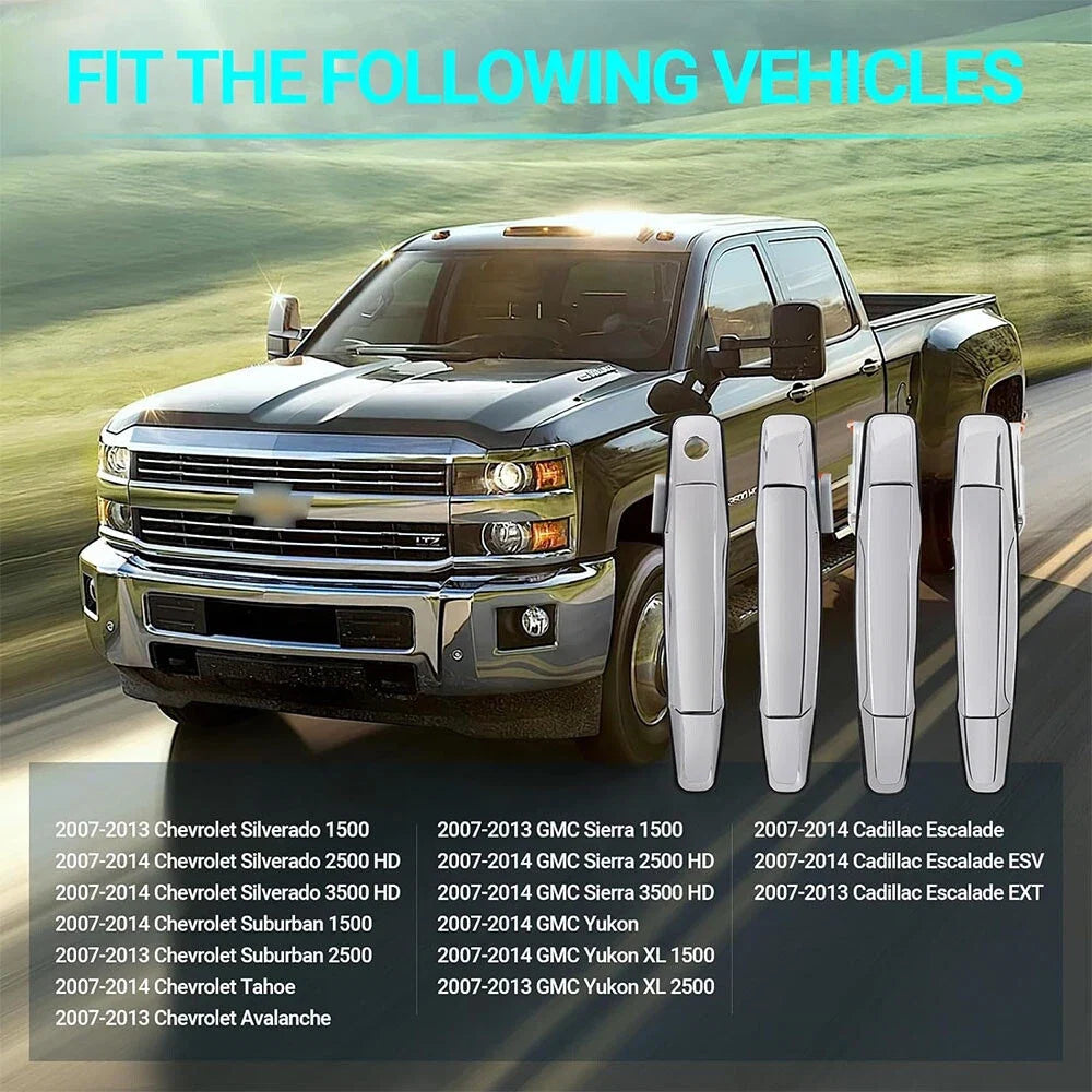 Set of 4 Door Handles for Chevy Silverado Tahoe GMC Sierra Denali (2007–2013)