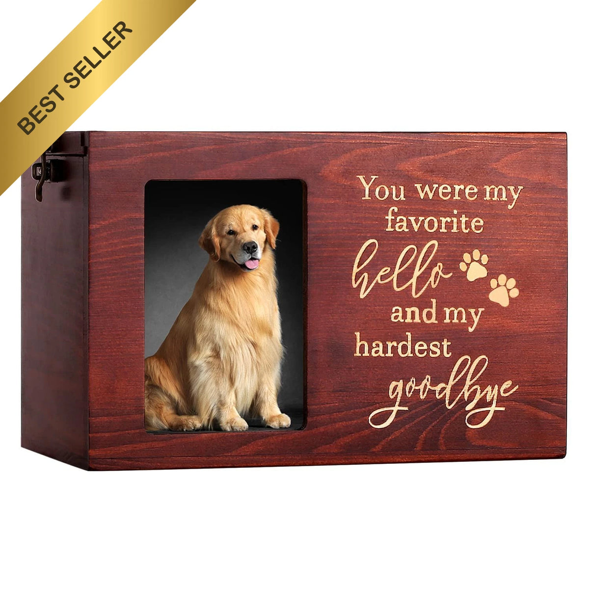 Large Wooden Pet Memorial Urn for Dog Cat Ashes with Photo Frame