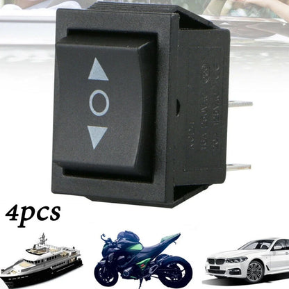 Set of 4 Rocker Switches 12V 6Pin Black Button for DPDT