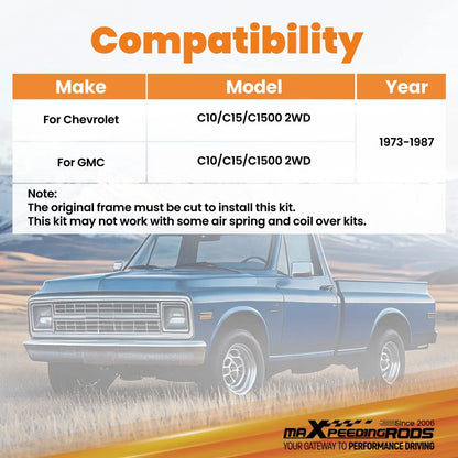 Rear C-notch Lowering Kit for Chevrolet C10 GMC C15 2WD (1973–1987)