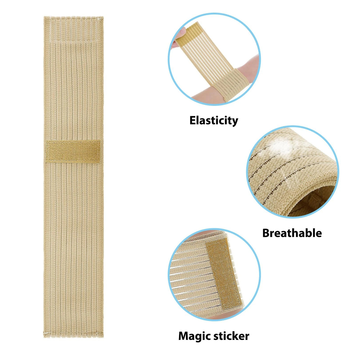 2X Elastic Wrist Support Band Wrap for Universal Fit (One Size) Beige