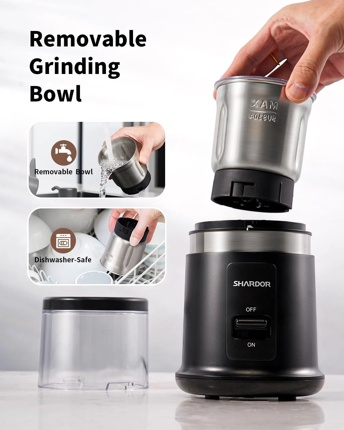 One Touch Coffee Grinder for SHARDOR (Electric, Spice, Herb)