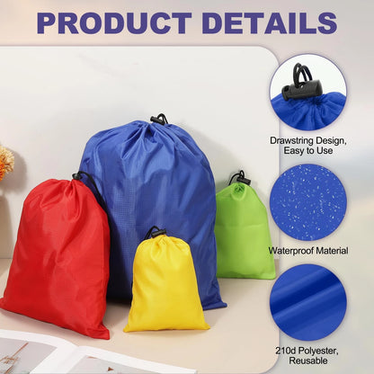 Set of 5 Drawstring Bags for Various Uses (14x16 inch, Dark Blue)