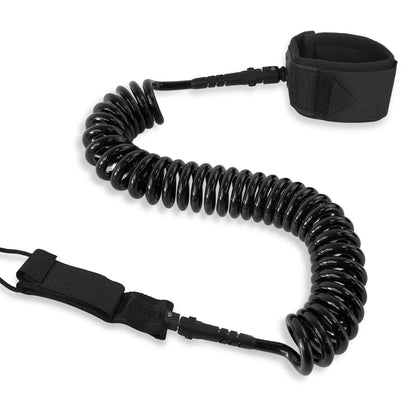 10ft Coiled SUP Leash for Surfboard (General) - Black