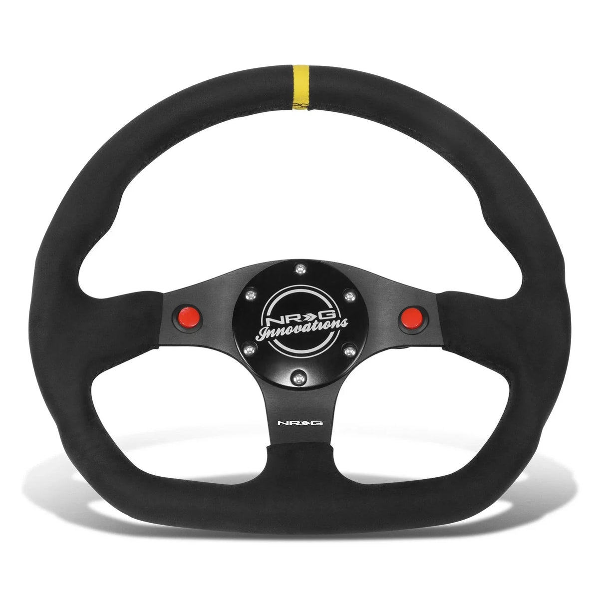 320mm Dish Steering Wheel for NRG (3-Spoke, Yellow Stripe, Alcantara)