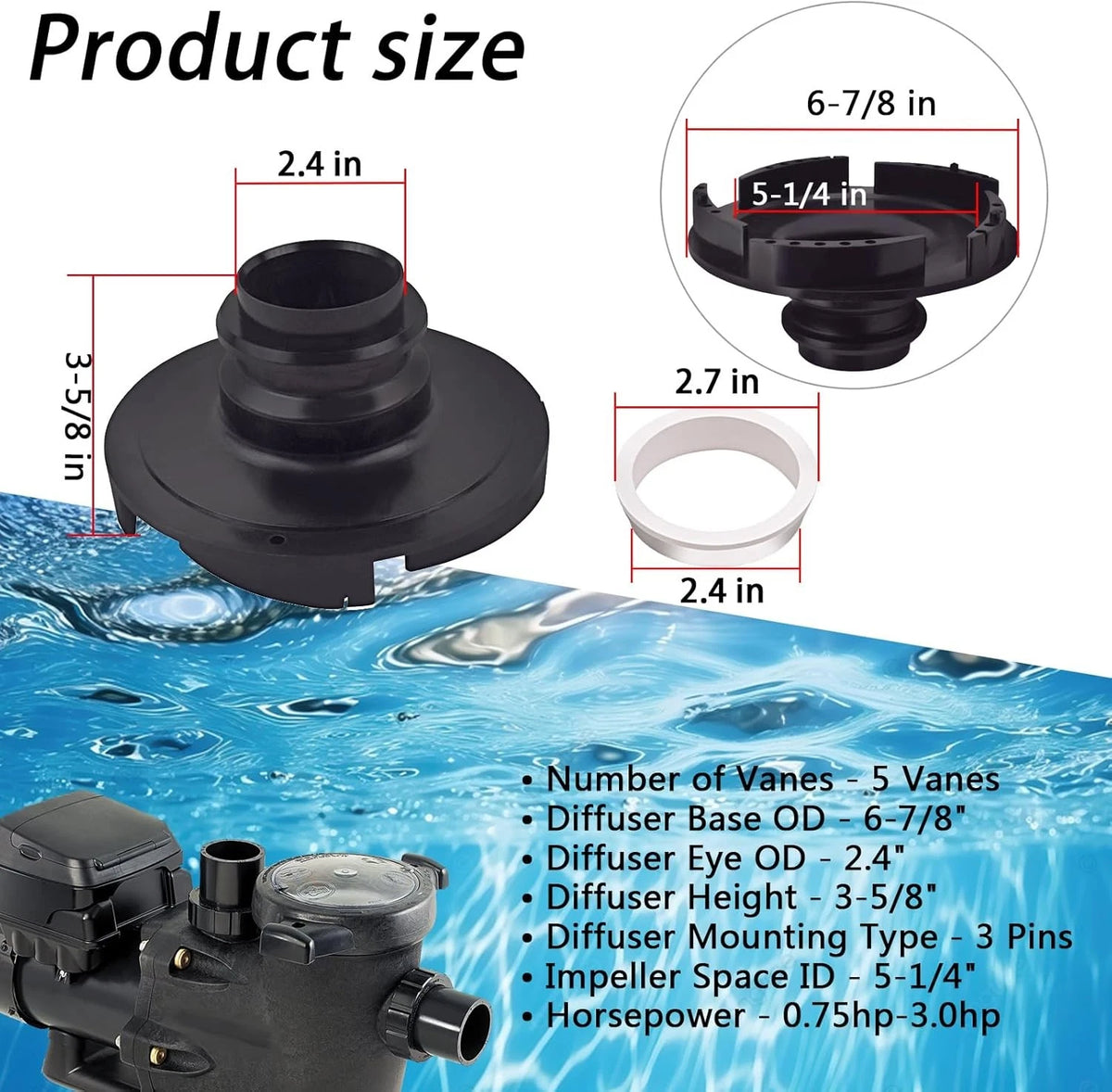 Pool Pump Diffuser for Hayward Tristar, EcoStar Pump Series