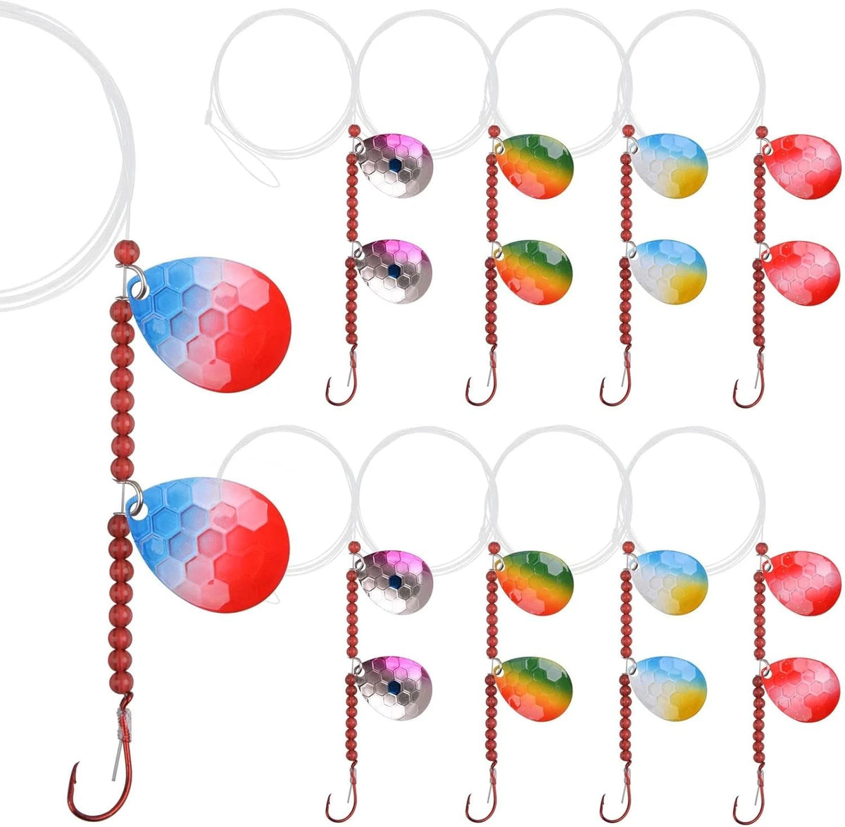 10-Piece Walleye Rig Kit with Hammered Blades for All Fish Species