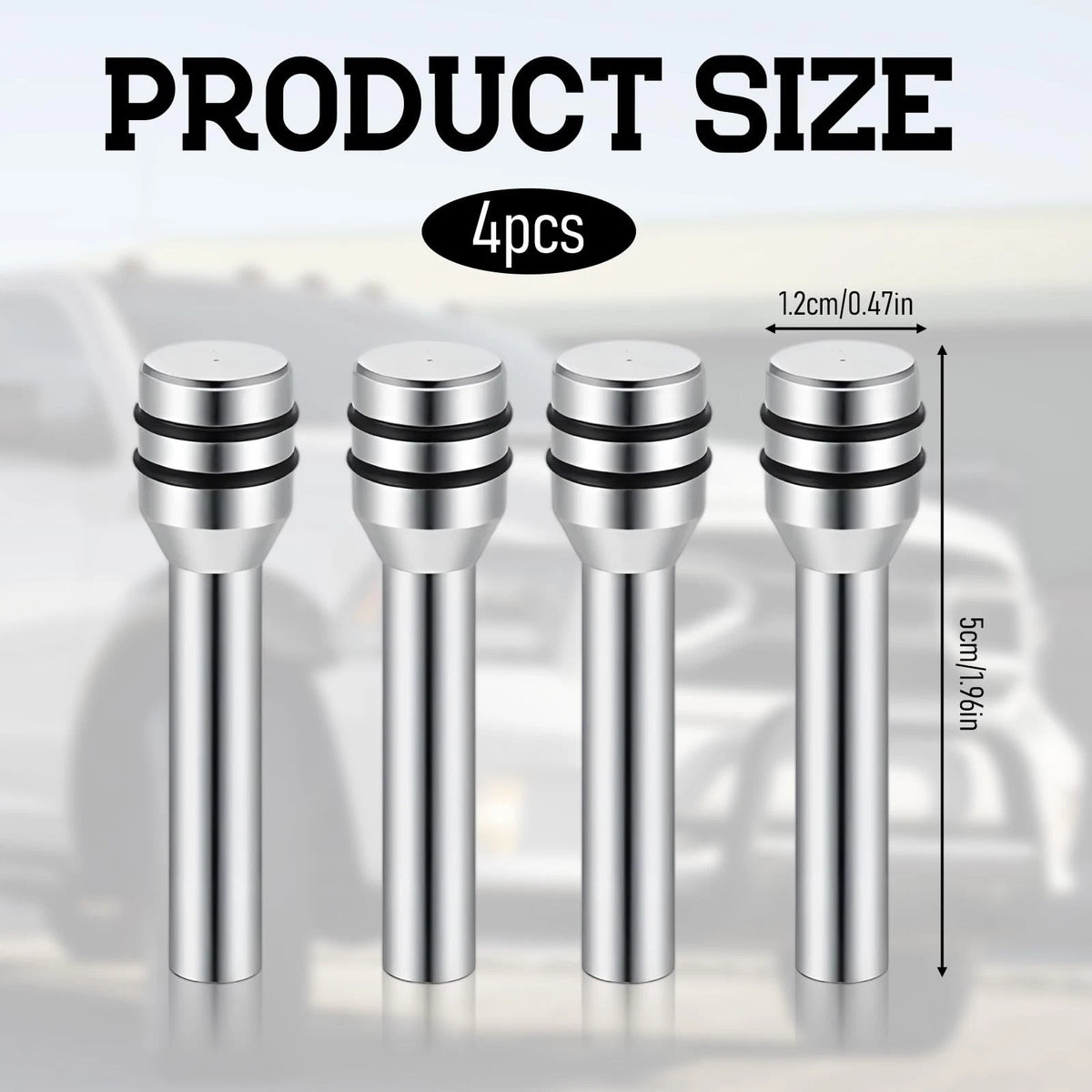 Set of 4 Car Door Lock Knobs for Universal Fit (1.96×0.47 Inch Silver)