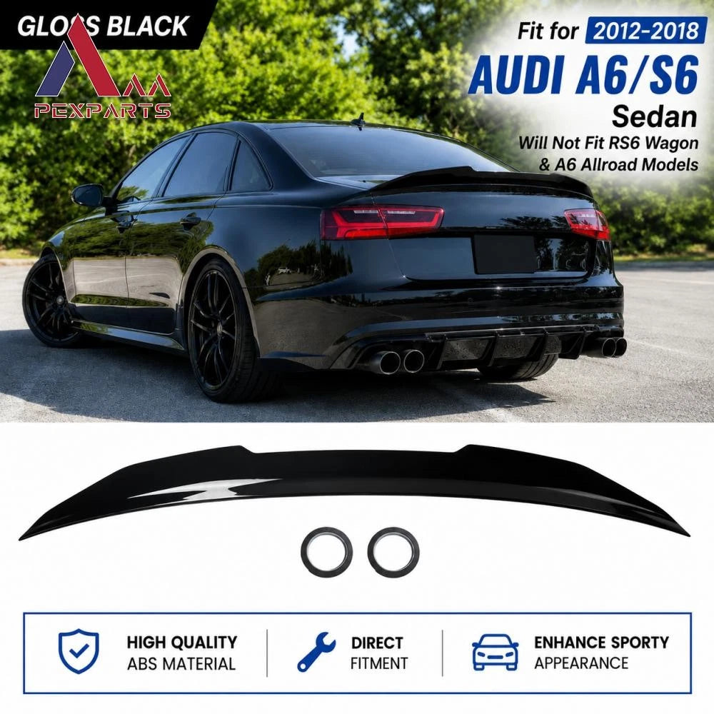 Gloss Black Rear Trunk Spoiler for Audi A6 S6 (2012–2018) PSM Highkick