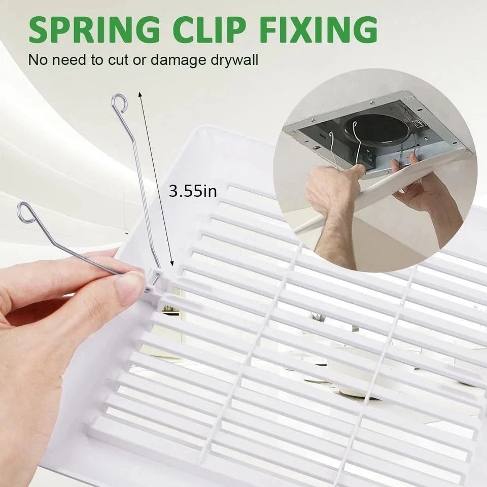 Bathroom Ceiling Fan Grille with Springs for Wall-Mount Exhaust Fan