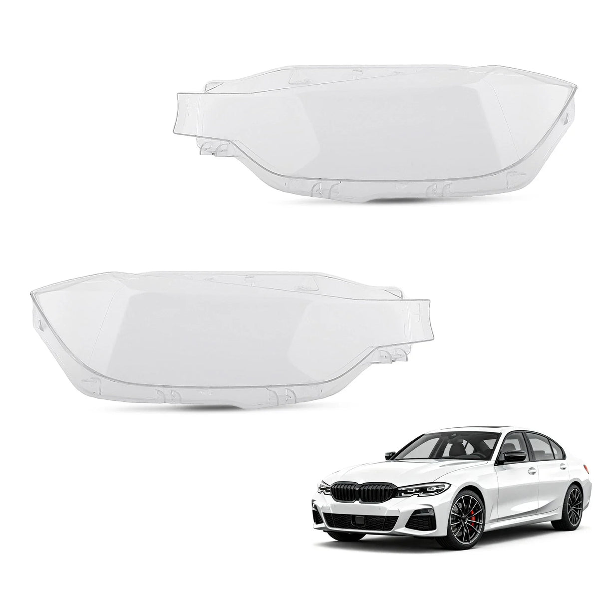 Pair Headlight Lens Cover for BMW 3 Series F30 (2016–2018) 63117419630