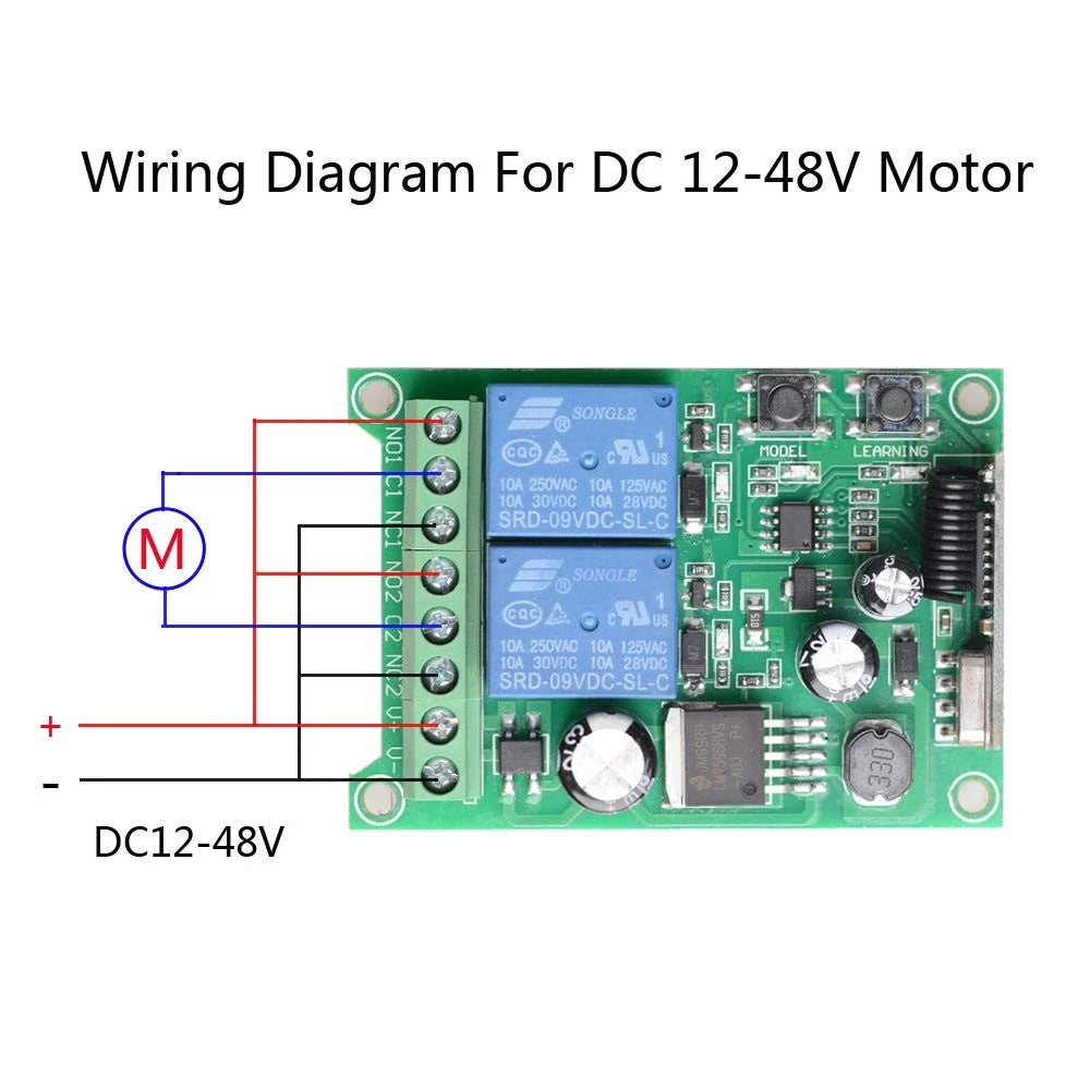 2X Wireless Remote Switch for DC 12V 24V 36V 48V