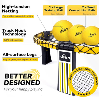 Set of 3 Roundnet Balls with Net and Backpack for Adventure