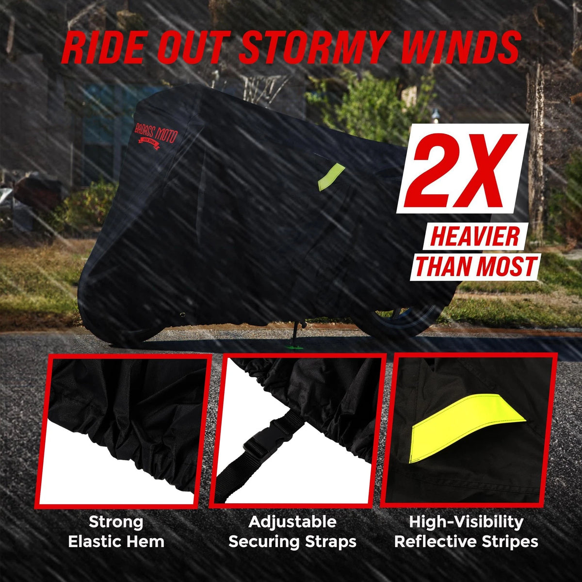 Heavy Duty Waterproof Motorcycle Cover for Touring (All Season, XL)