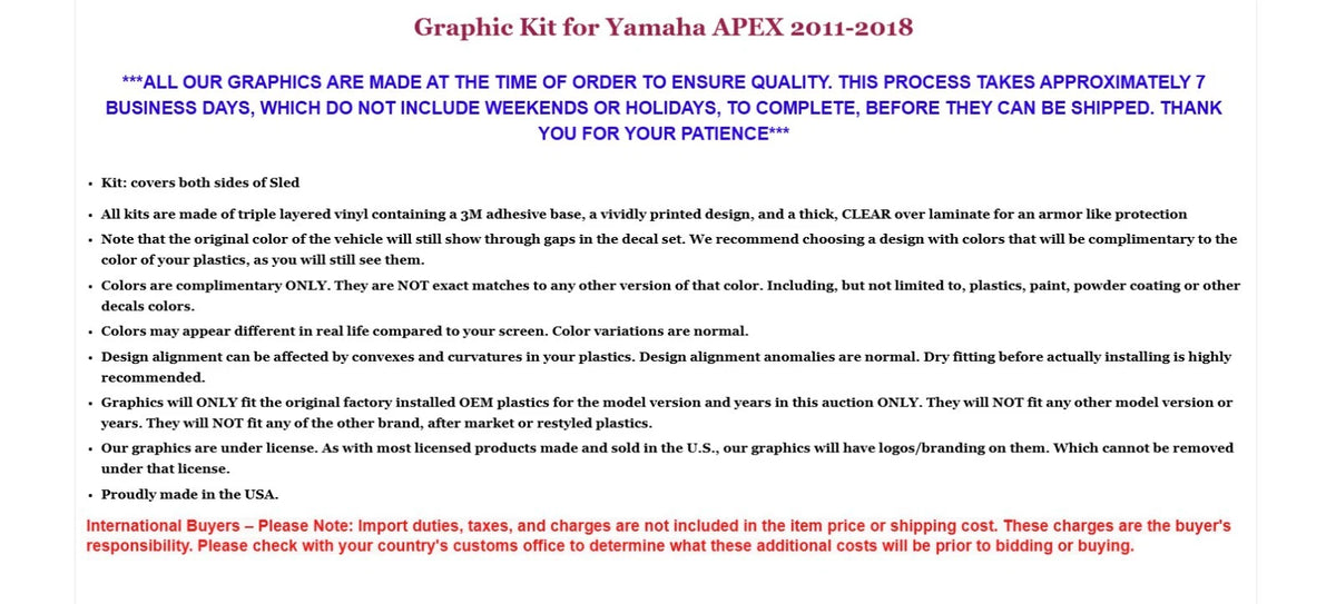 Graphic Decals Stickers for Yamaha Apex (2011–2018)