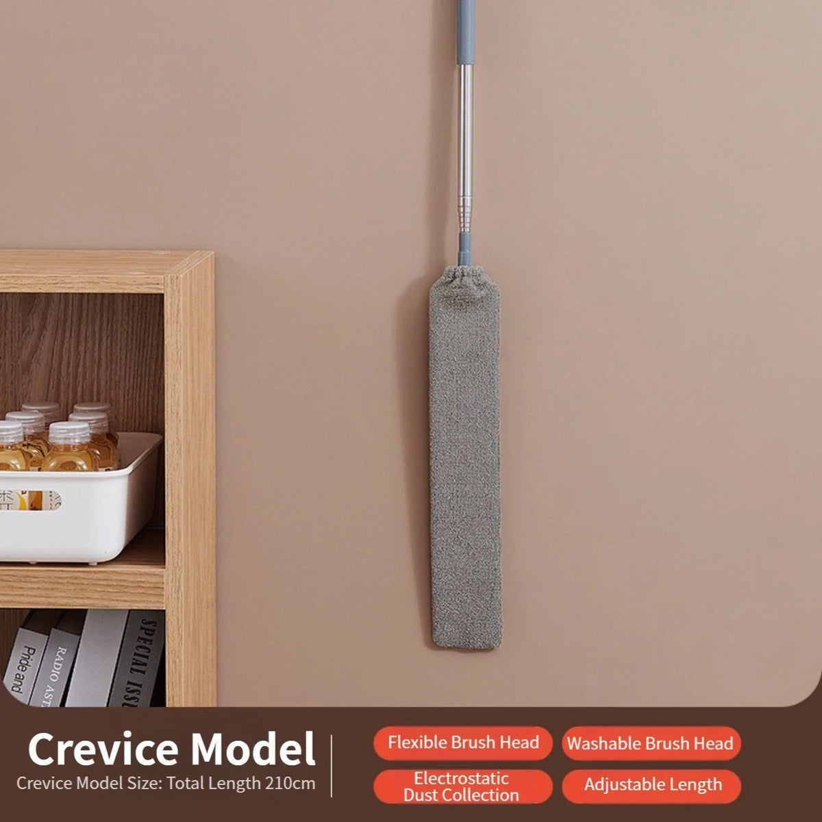 Telescopic Dusting Tool for Tight Spaces (Washable Fabric, Bendable Head)